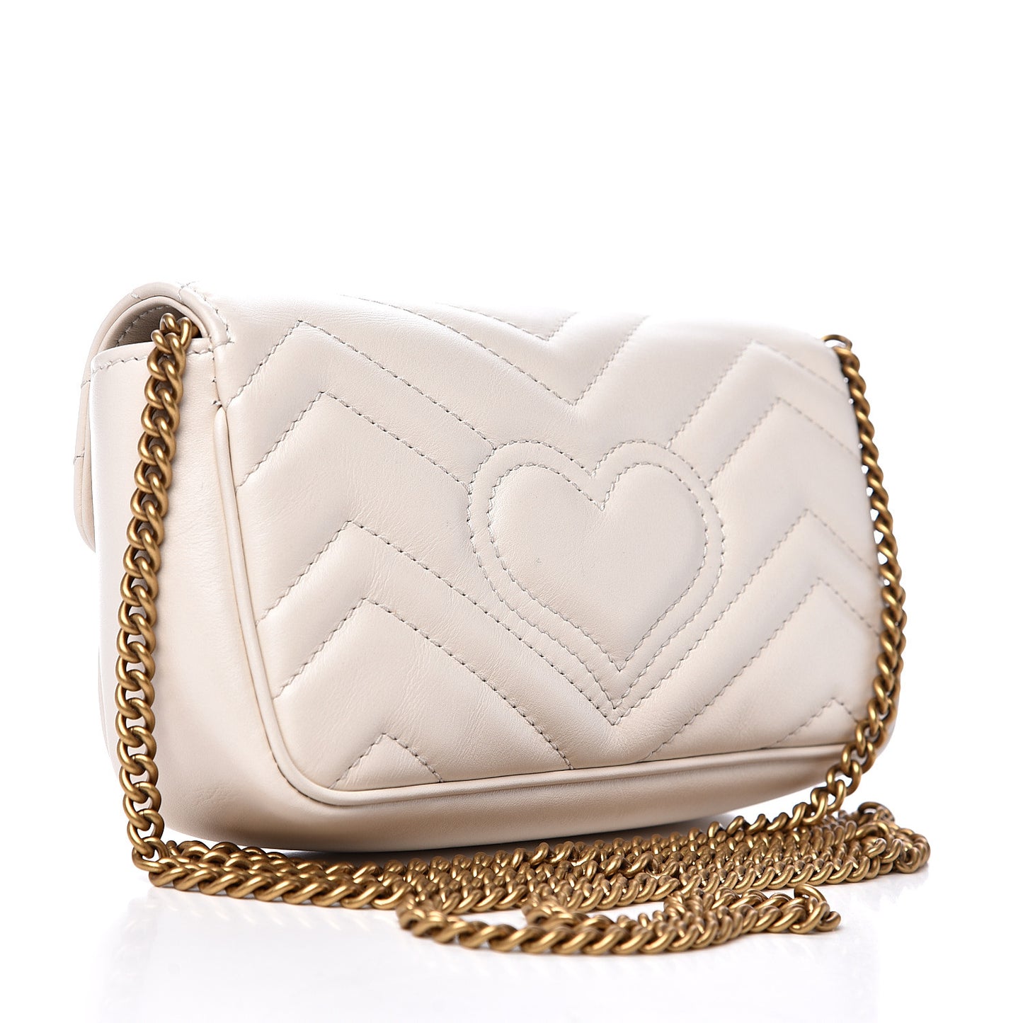 Calfskin Matelasse Super Mini GG Marmont Shoulder Bag White