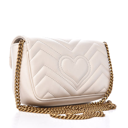 Gucci Calfskin Matelasse Super Mini GG Marmont Shoulder Bag White 2 of 11