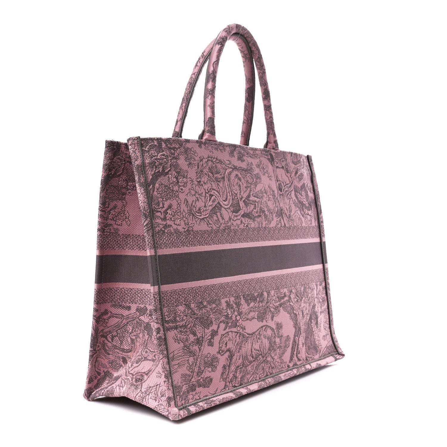 Christian Dior Canvas Embroidered Large Dioriviera Toile De Jouy Book Tote Pink 3 of 17