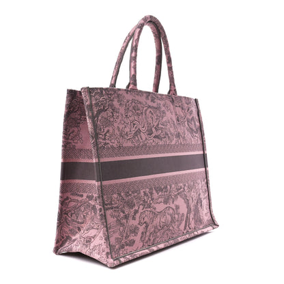 Christian Dior Canvas Embroidered Large Dioriviera Toile De Jouy Book Tote Pink 3 of 17
