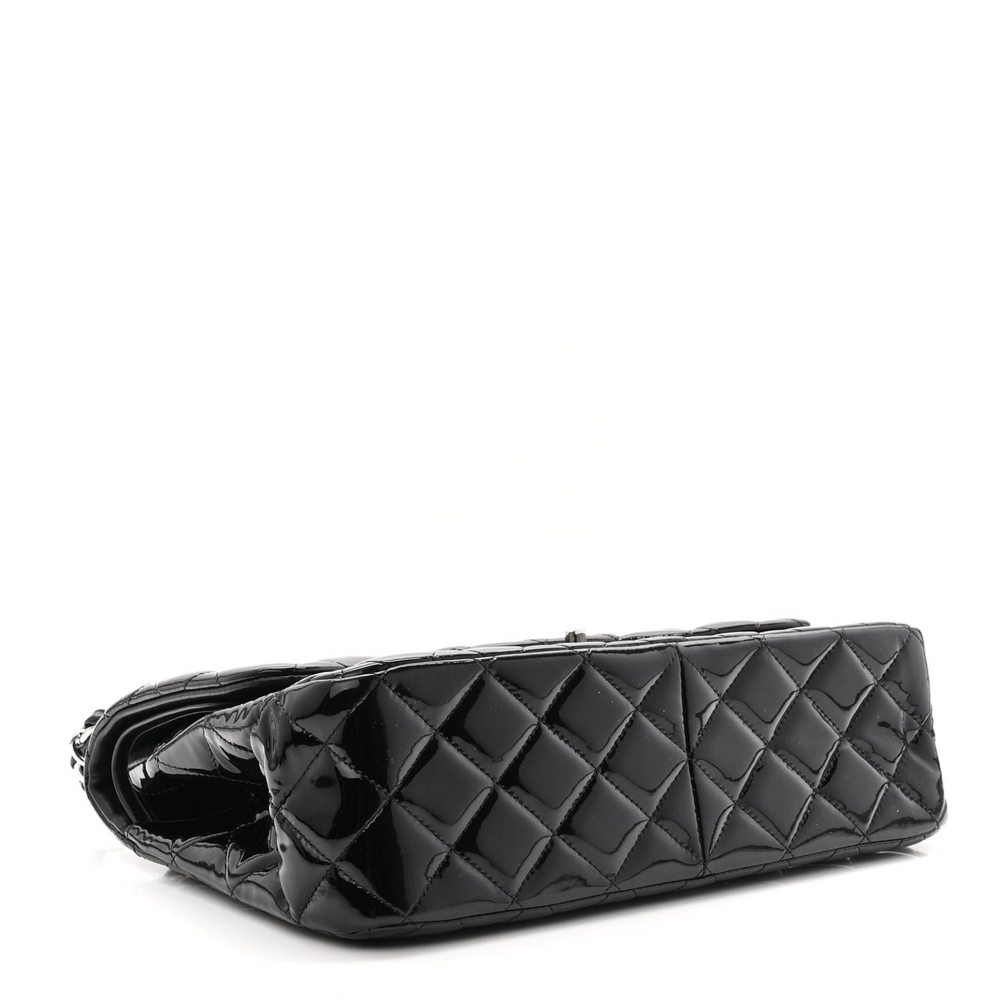 Patent Quilted Jumbo Double Flap Black
