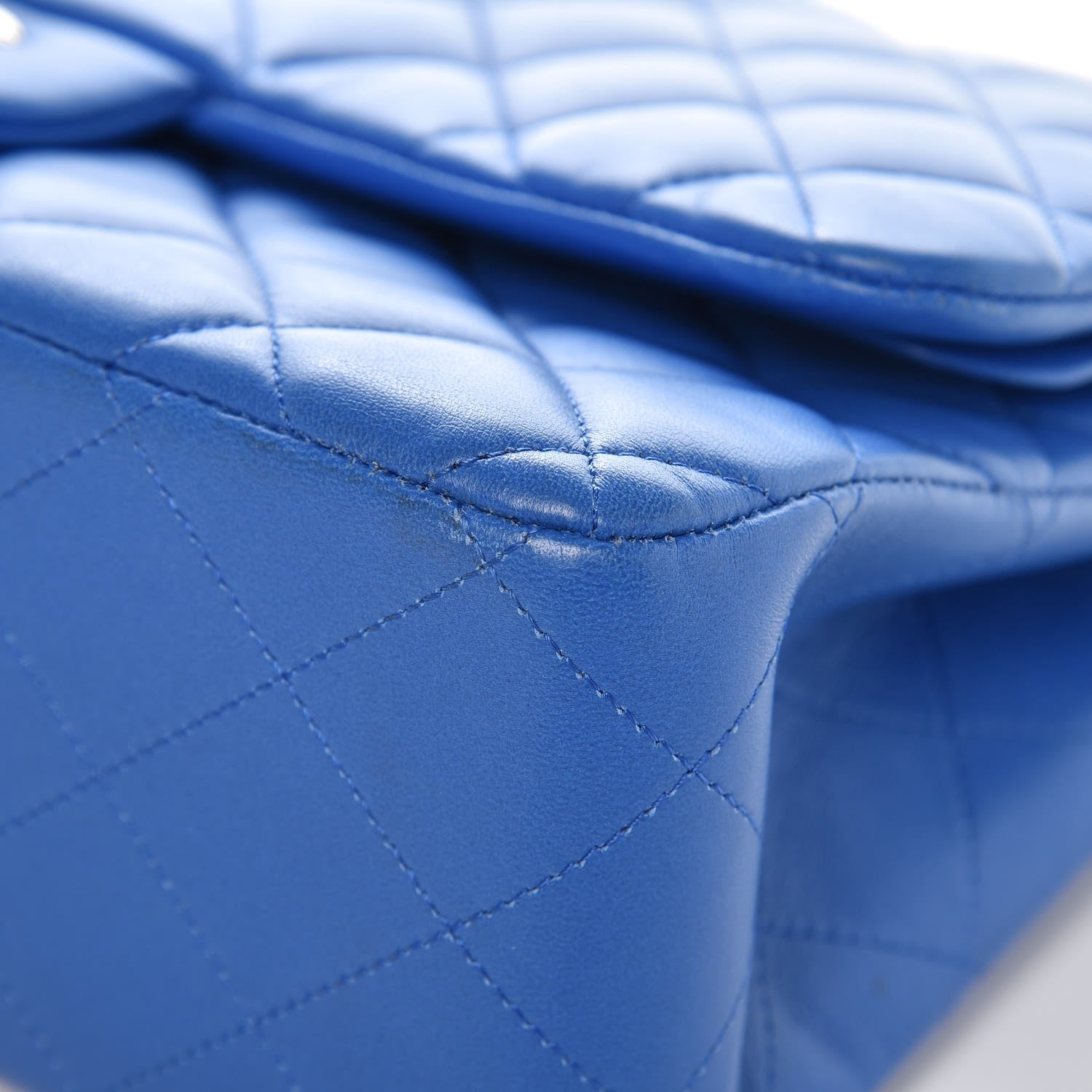 Chanel Lambskin Quilted Jumbo Double Flap Blue 12 of 14