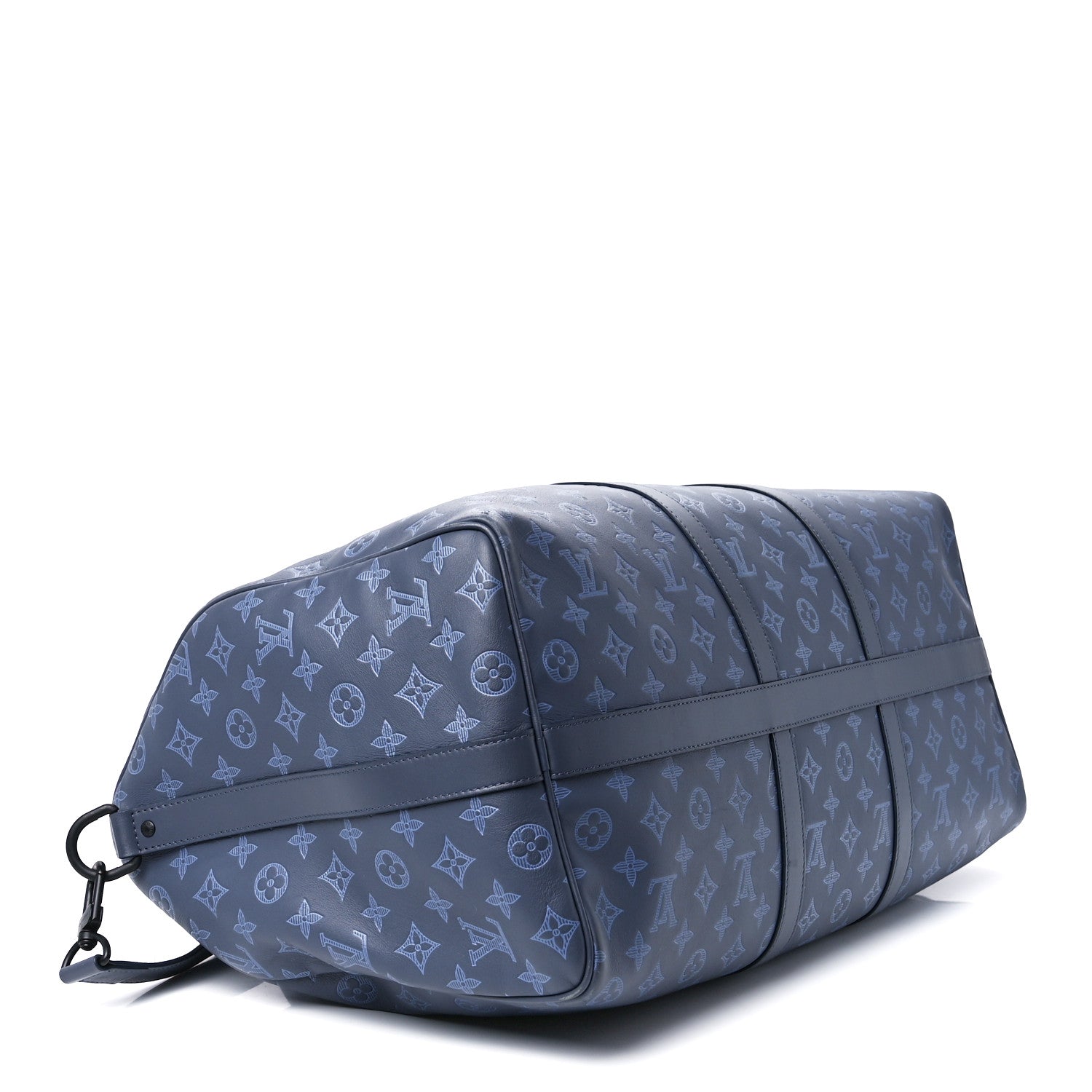 Louis Vuitton Calfskin Monogram Shadow Keepall Bandouliere 50 Navy 4 of 14