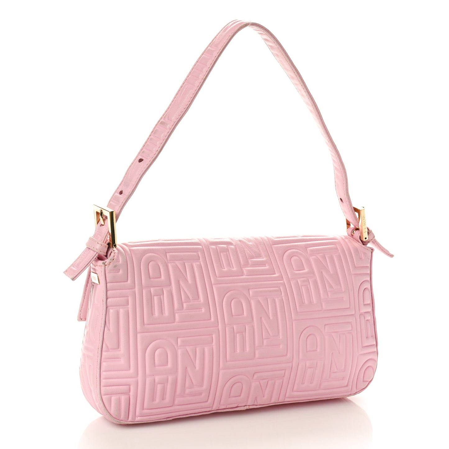 Nappa Logo Embossed Baguette Pink