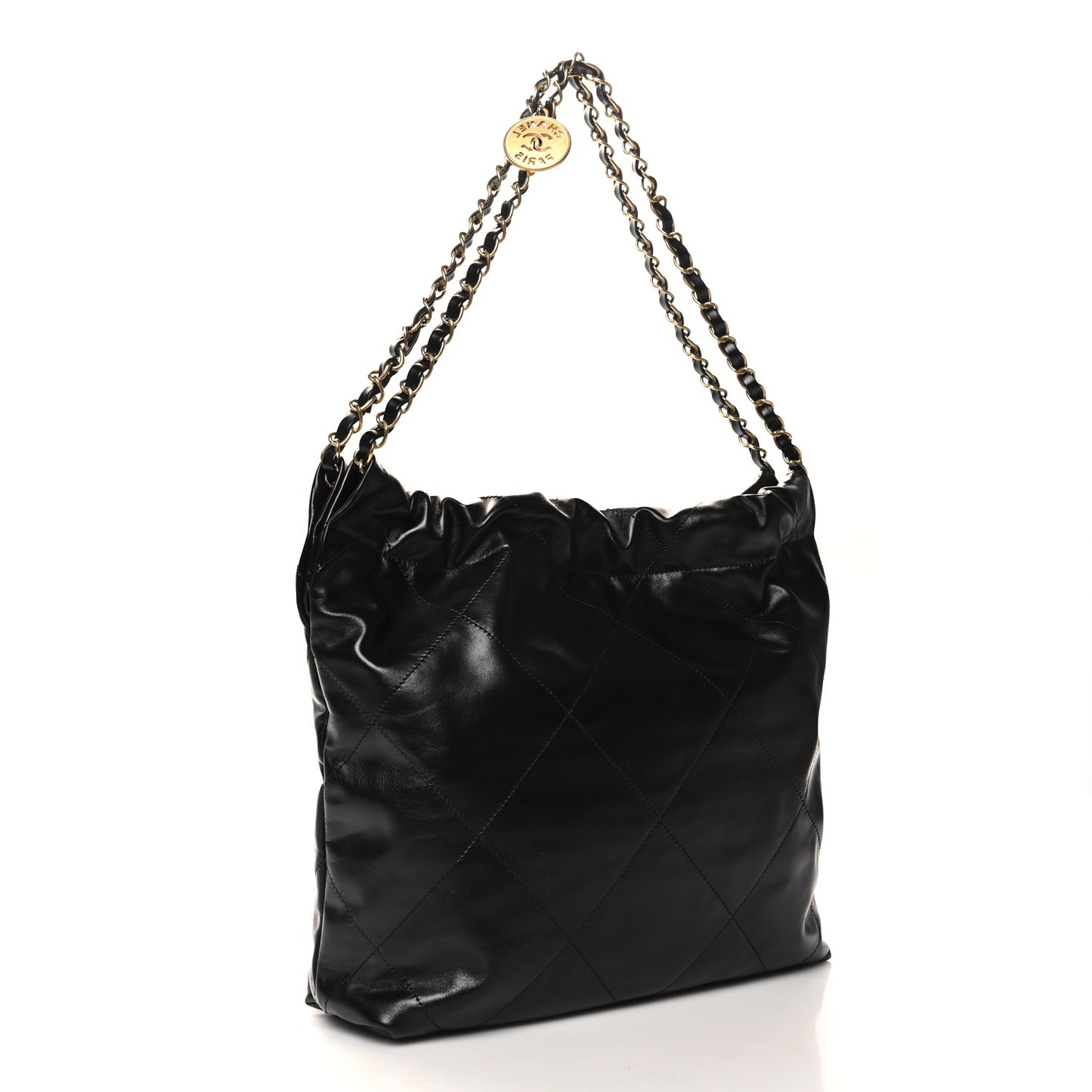 Shiny Calfskin Quilted Small Chanel 22 Black