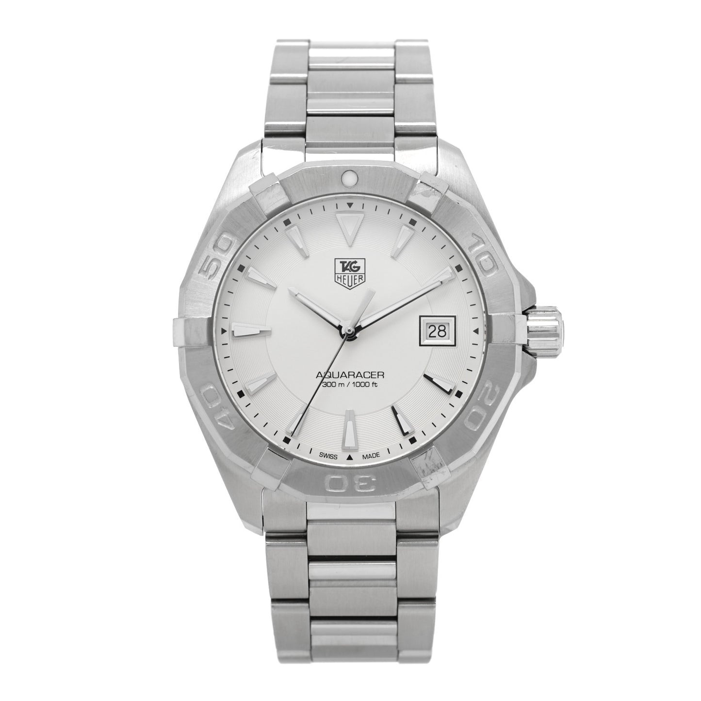 Stainless Steel 40mm Aquaracer 300M Quartz Watch Silver WAY1111