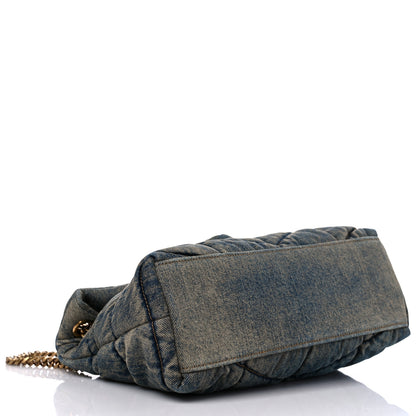 Saint Laurent Denim Quilted Small Loulou Puffer Monogram Chain Satchel Rodeo Blue 4 of 10