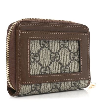 Gucci GG Supreme Monogram Azalea Calfskin Horsebit 1955 Zip Around ID Card Case Wallet Beige Ebony Brown Sugar 3 of 7