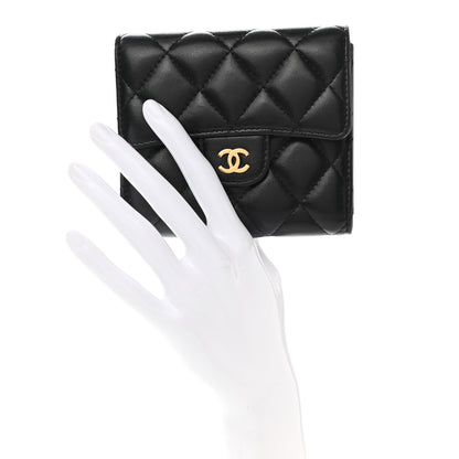 Chanel Lambskin Quilted Compact Flap Wallet Black 2 of 7