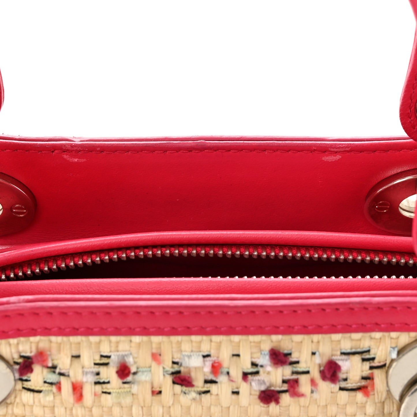 Raffia Tweed Medium Lady Dior Pink Beige
