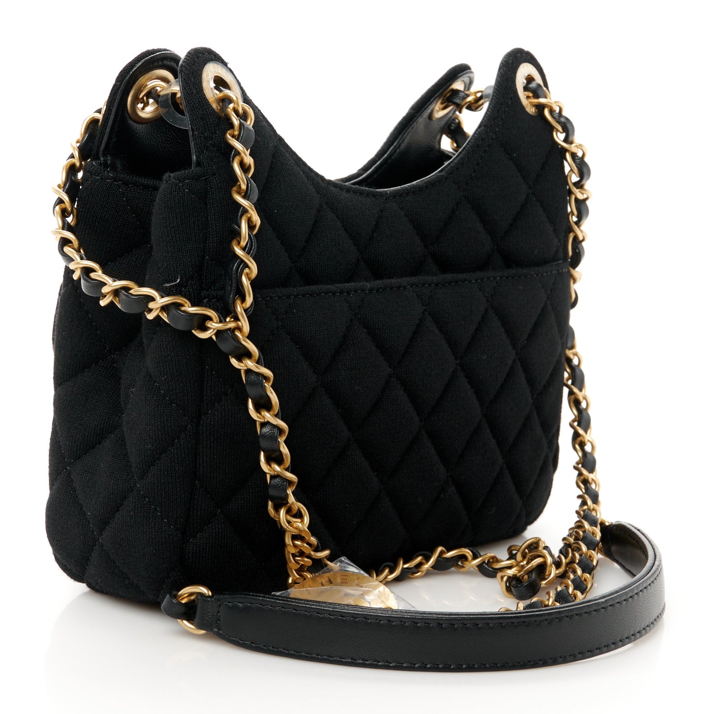 Jersey Quilted Small Wavy CC Hobo Black