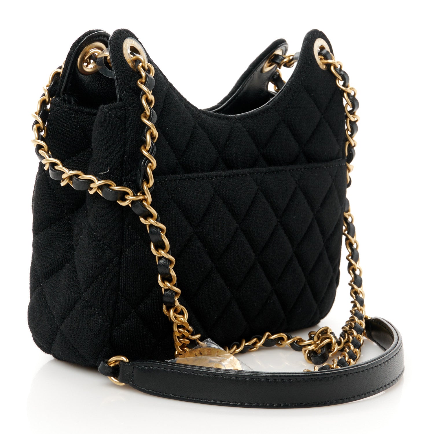 Chanel Jersey Quilted Small Wavy CC Hobo Black 3 of 11