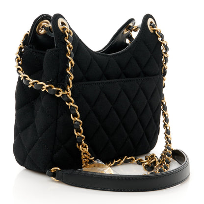 Chanel Jersey Quilted Small Wavy CC Hobo Black 3 of 11