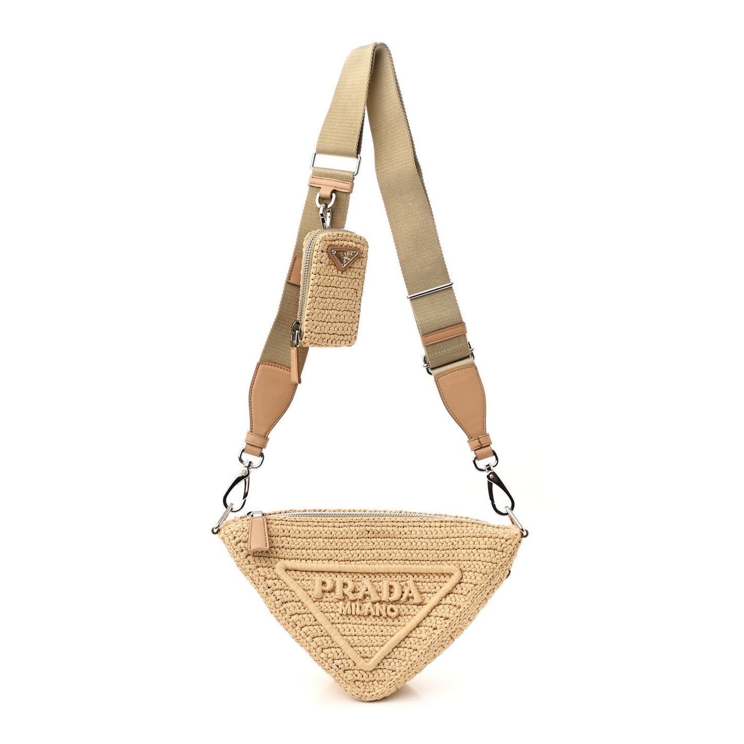 Yarn Raffia Effect Crochet Triangle Shoulder Bag Naturale