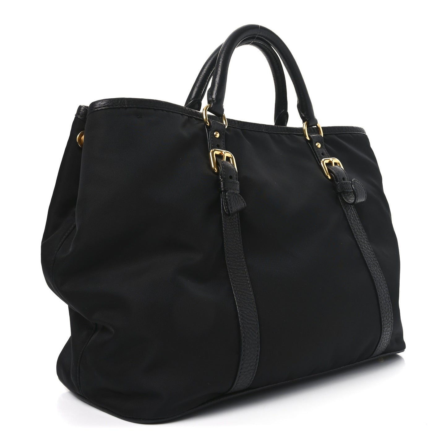 Tessuto Nylon Soft Calf Small Tote Black