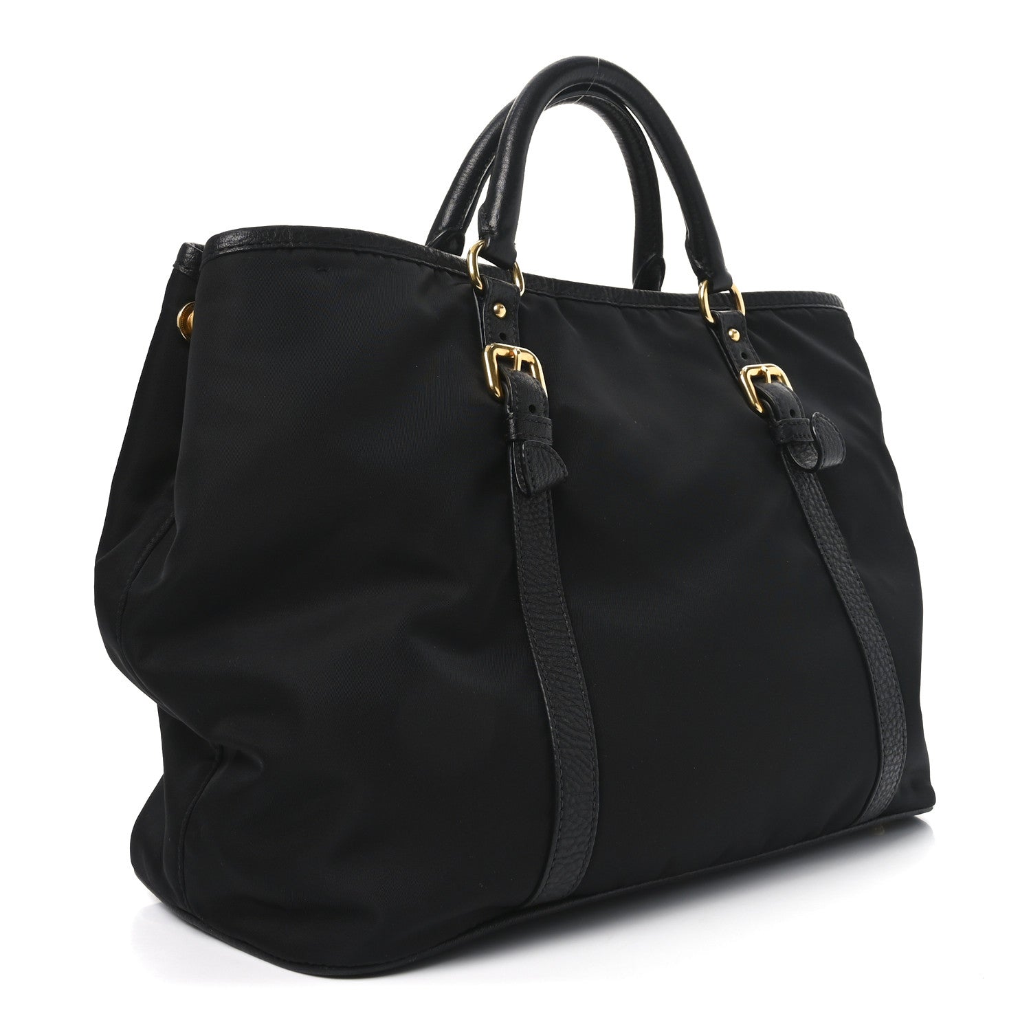 Prada Tessuto Nylon Soft Calf Small Tote Black 3 of 9