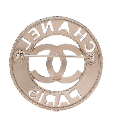 Chanel Metal CC Paris Brooch Light Gold 2 of 3