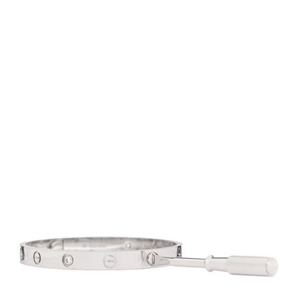 Cartier 18K White Gold 4 Diamond Love Bracelet 17 3 of 10