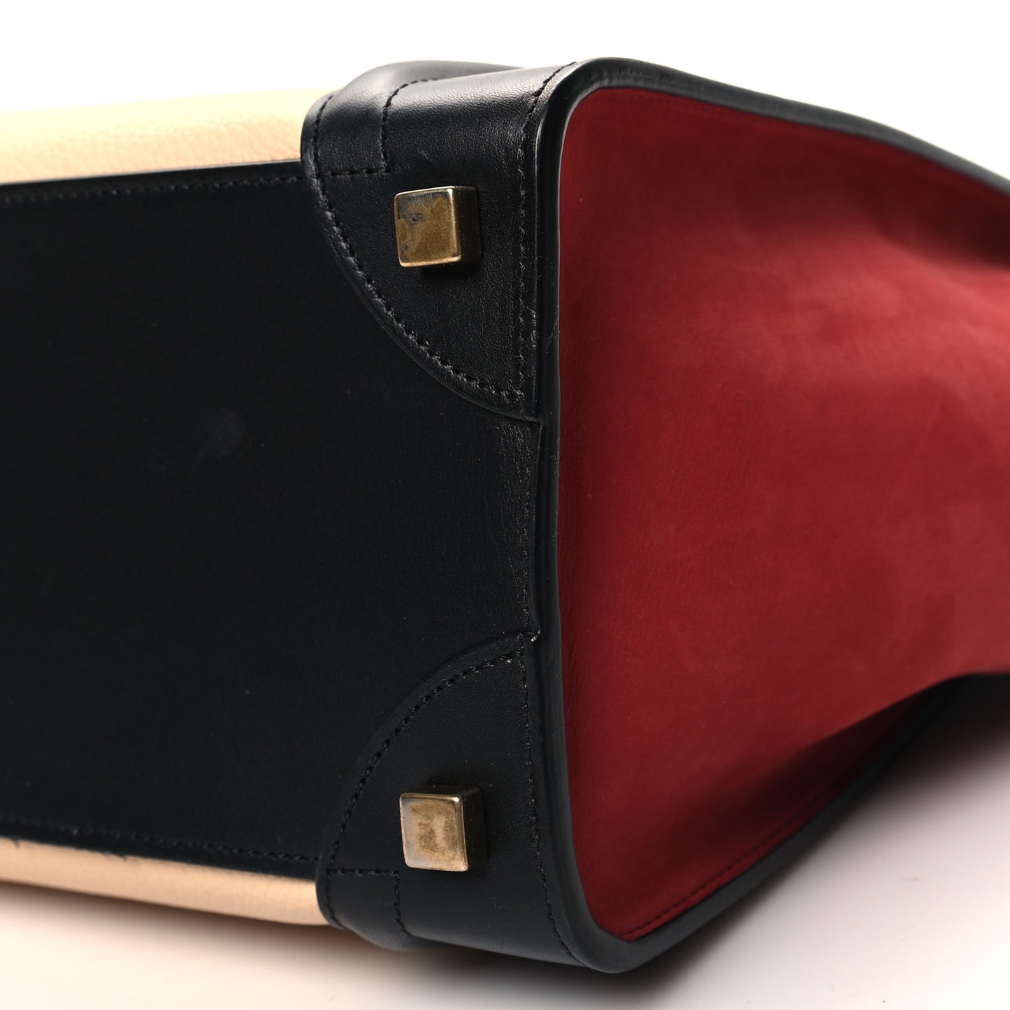 Baby Grained Calfskin Nubuck Micro Tri-Color Luggage Corn Red