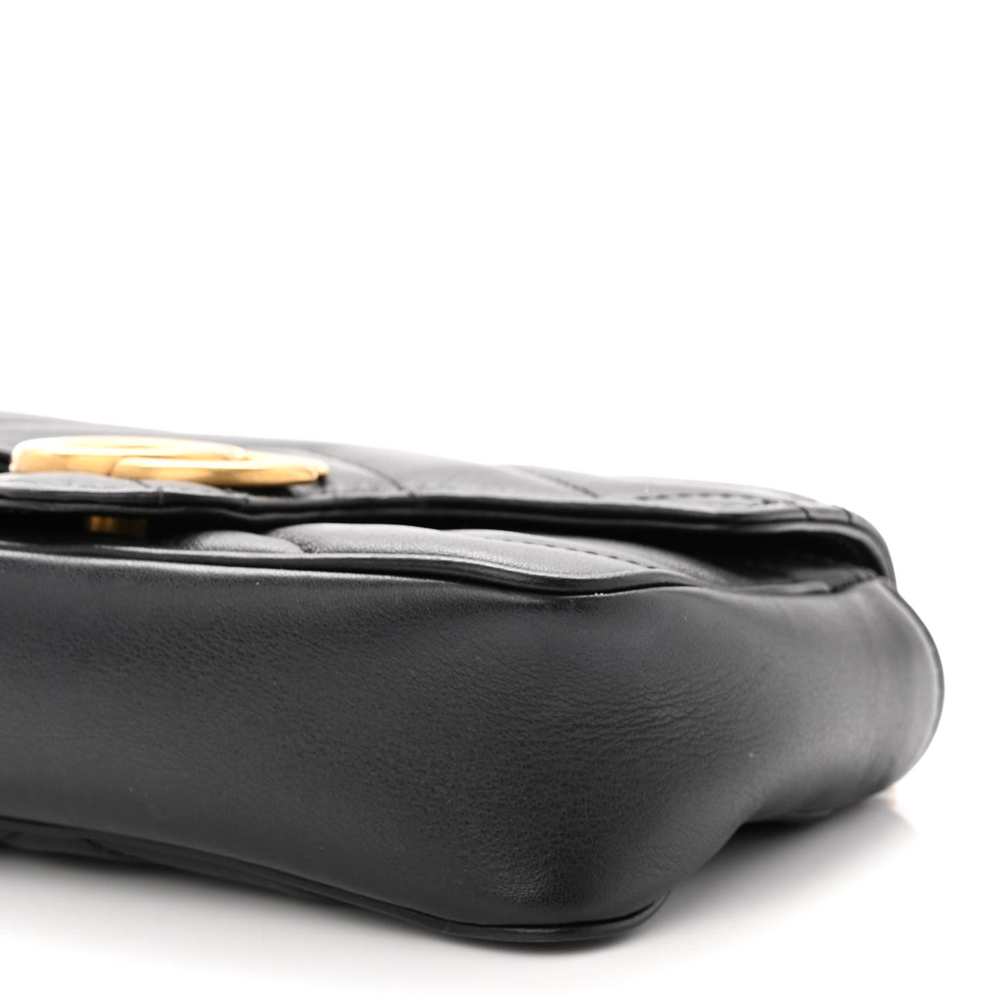 Calfskin Matelasse Super Mini GG Marmont Shoulder Bag Black