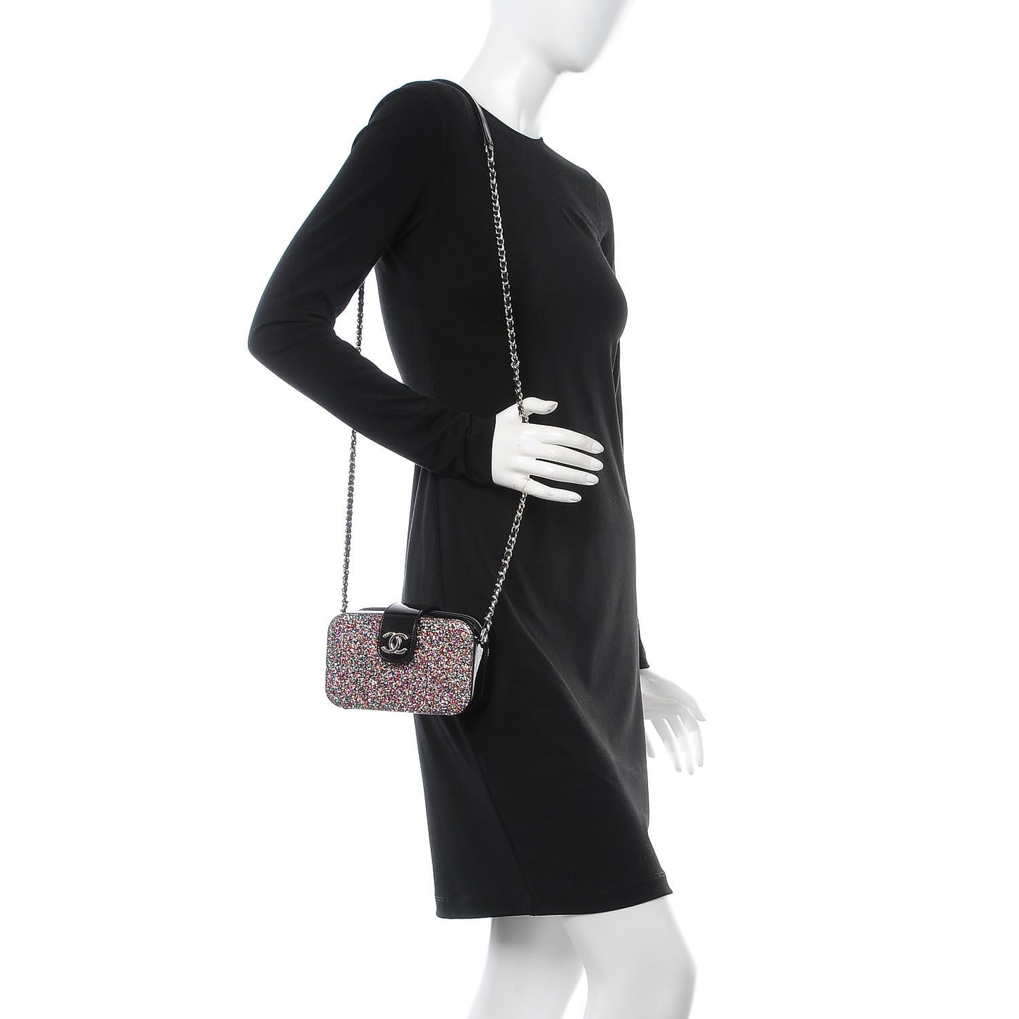 Glitter Patent Camera Case Multicolor Black