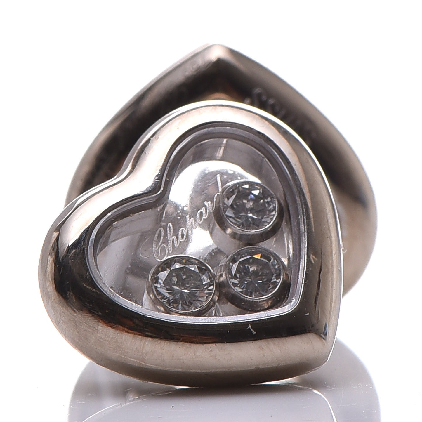 18K White Gold 3 Happy Diamonds Icons Heart Earrings