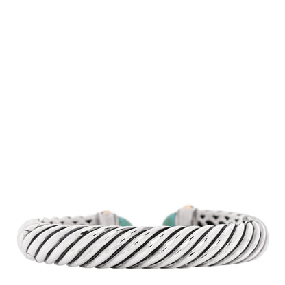 David Yurman Sterling Silver 18K Yellow Gold Turquoise 10mm Waverly Bracelet 2 of 3