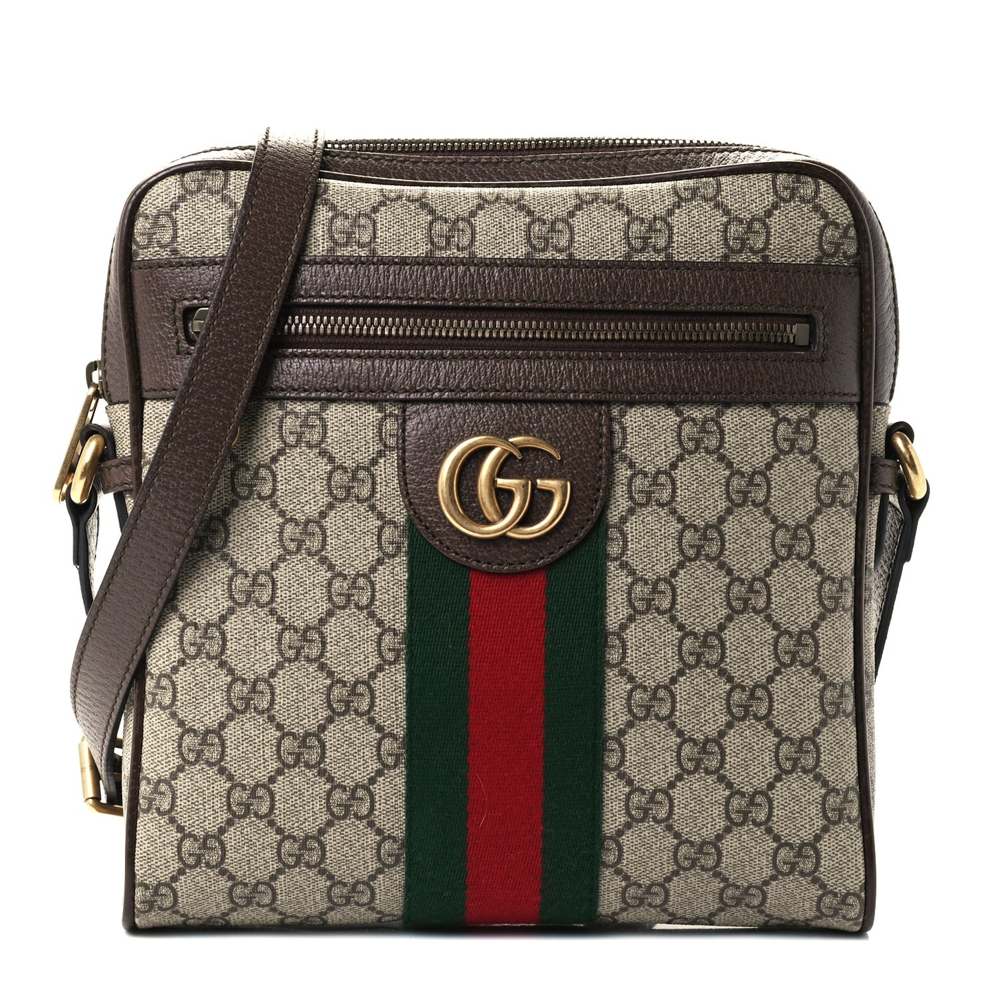 GG Supreme Monogram Web Small Ophidia Messenger Bag Brown