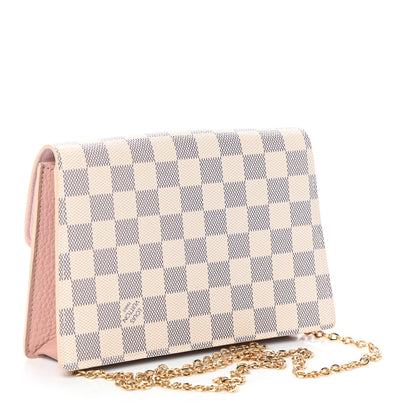 Louis Vuitton Damier Azur Croisette Chain Wallet Rose Ballerine 3 of 9