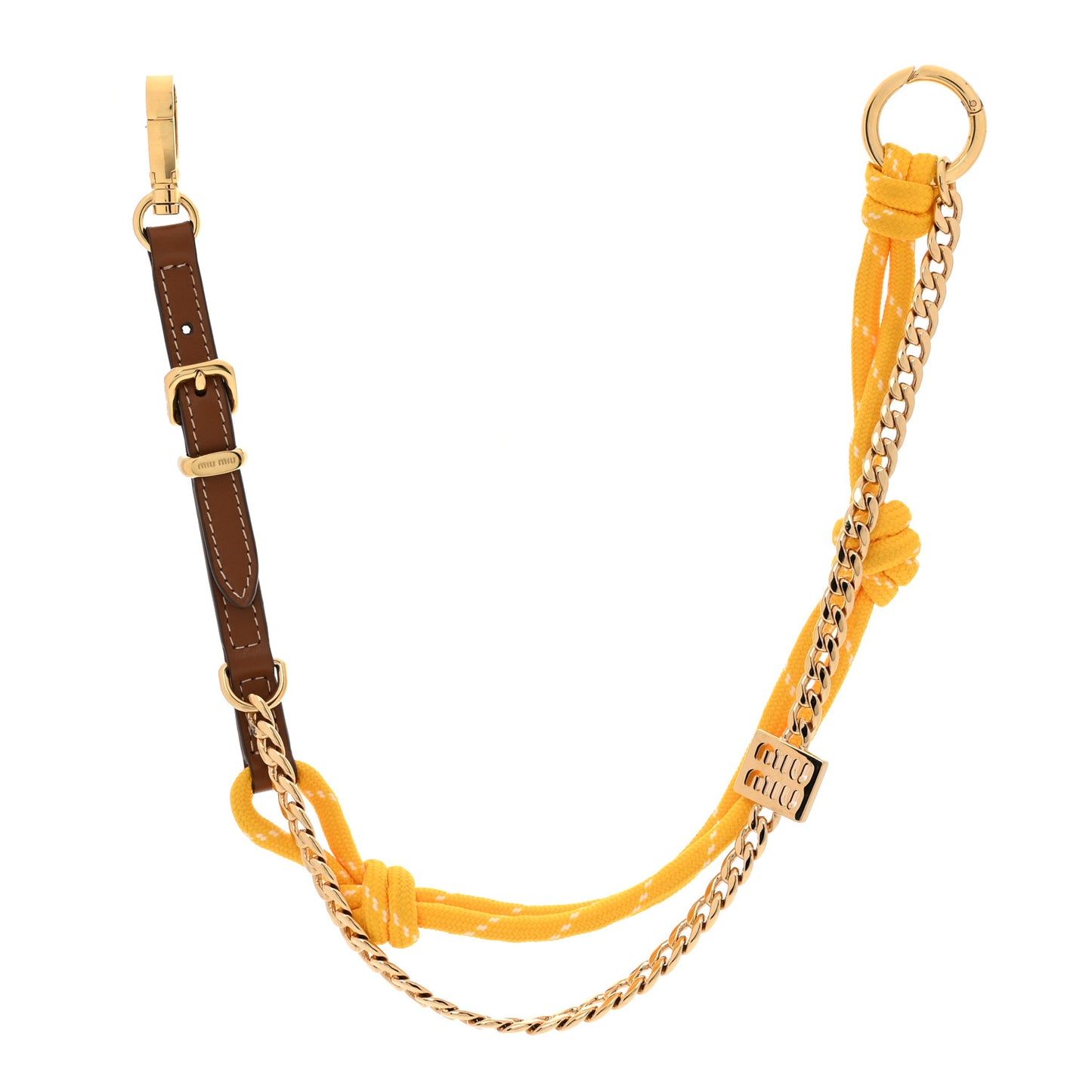 Nappa Rope Chain Logo Bag Charm Cognac Yellow