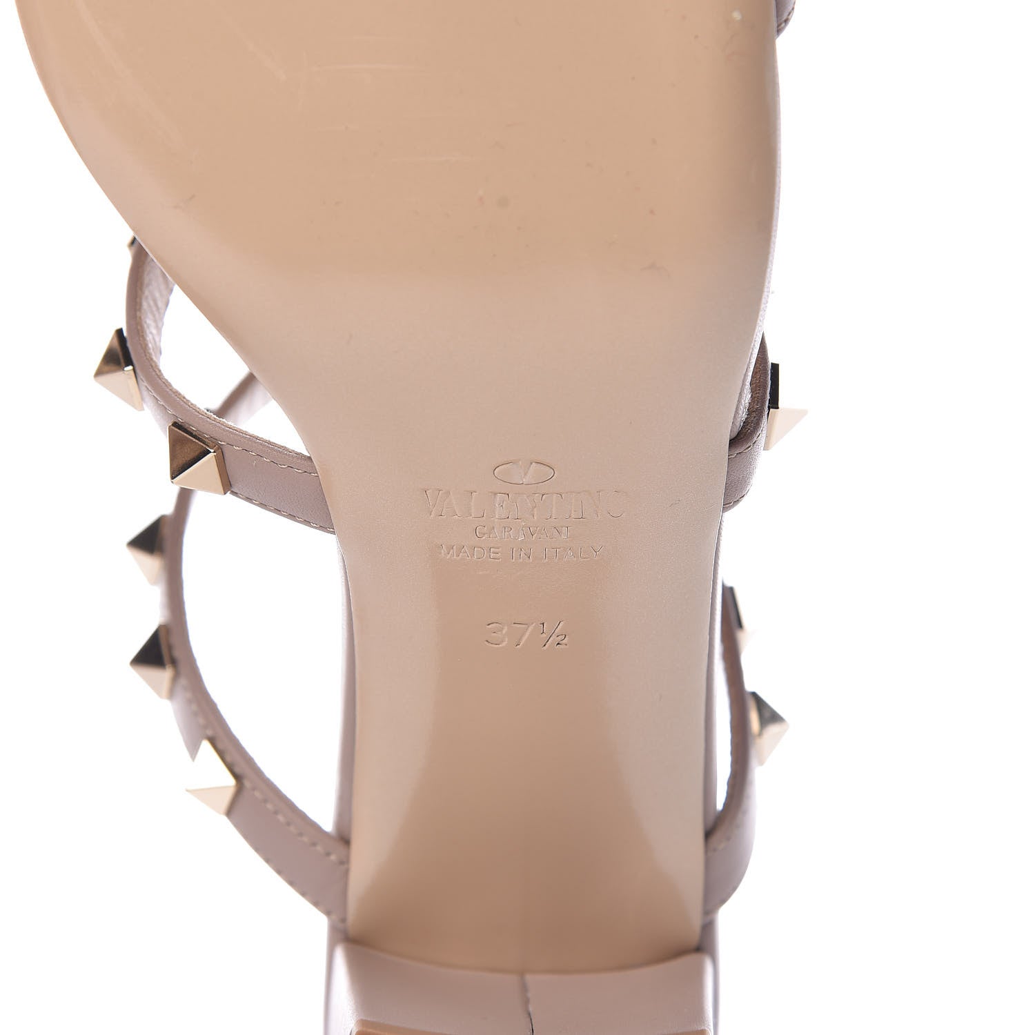 Valentino Garavani Calfskin Rockstud 60mm Caged Slide Sandals 37.5 Poudre 6 of 9