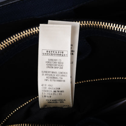 Burberry Calfskin House Check Medium Banner Tote Ink Blue 7 of 8