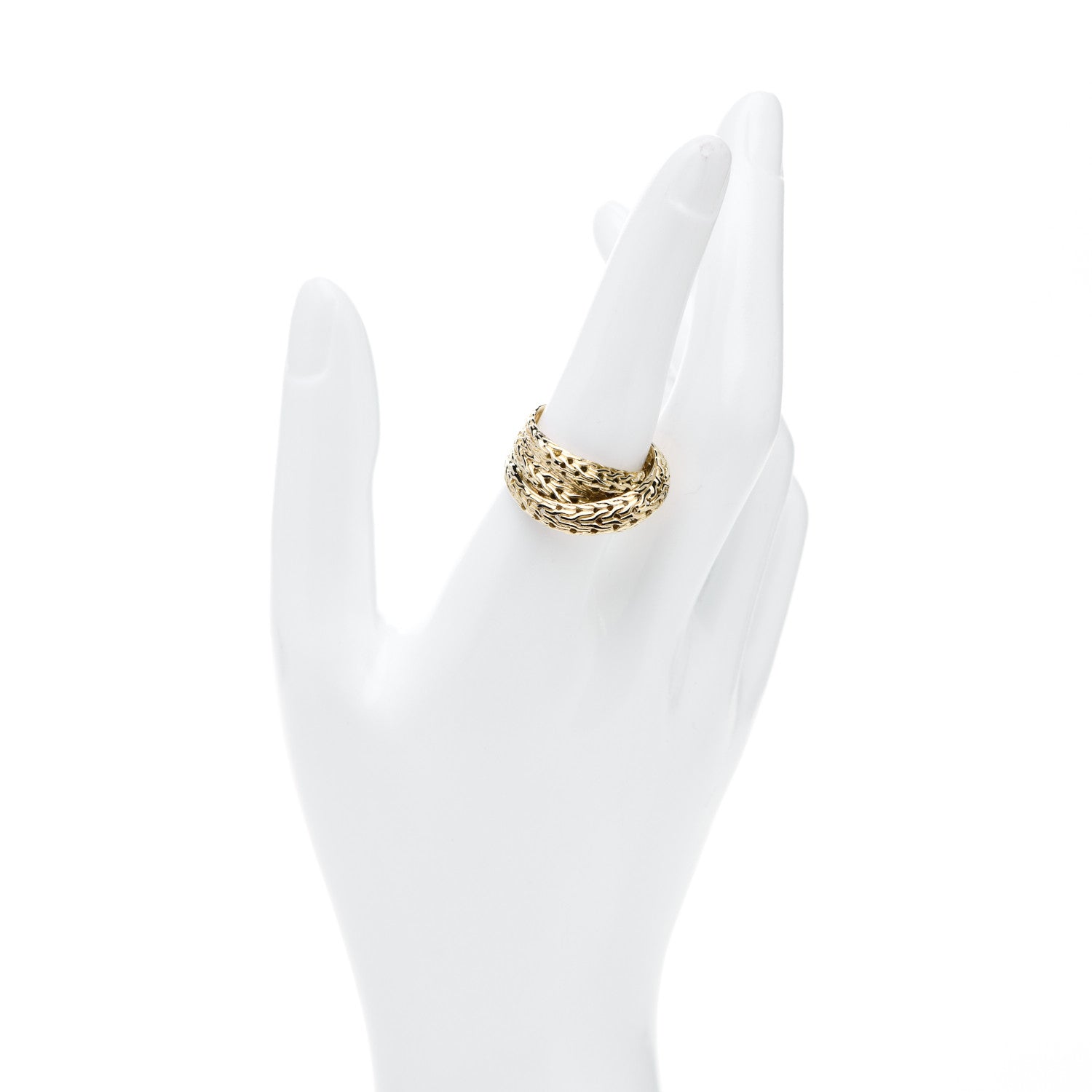 John Hardy 18K Yellow Gold Tiga Classic Chain Crossover Ring 56 7.75 2 of 5