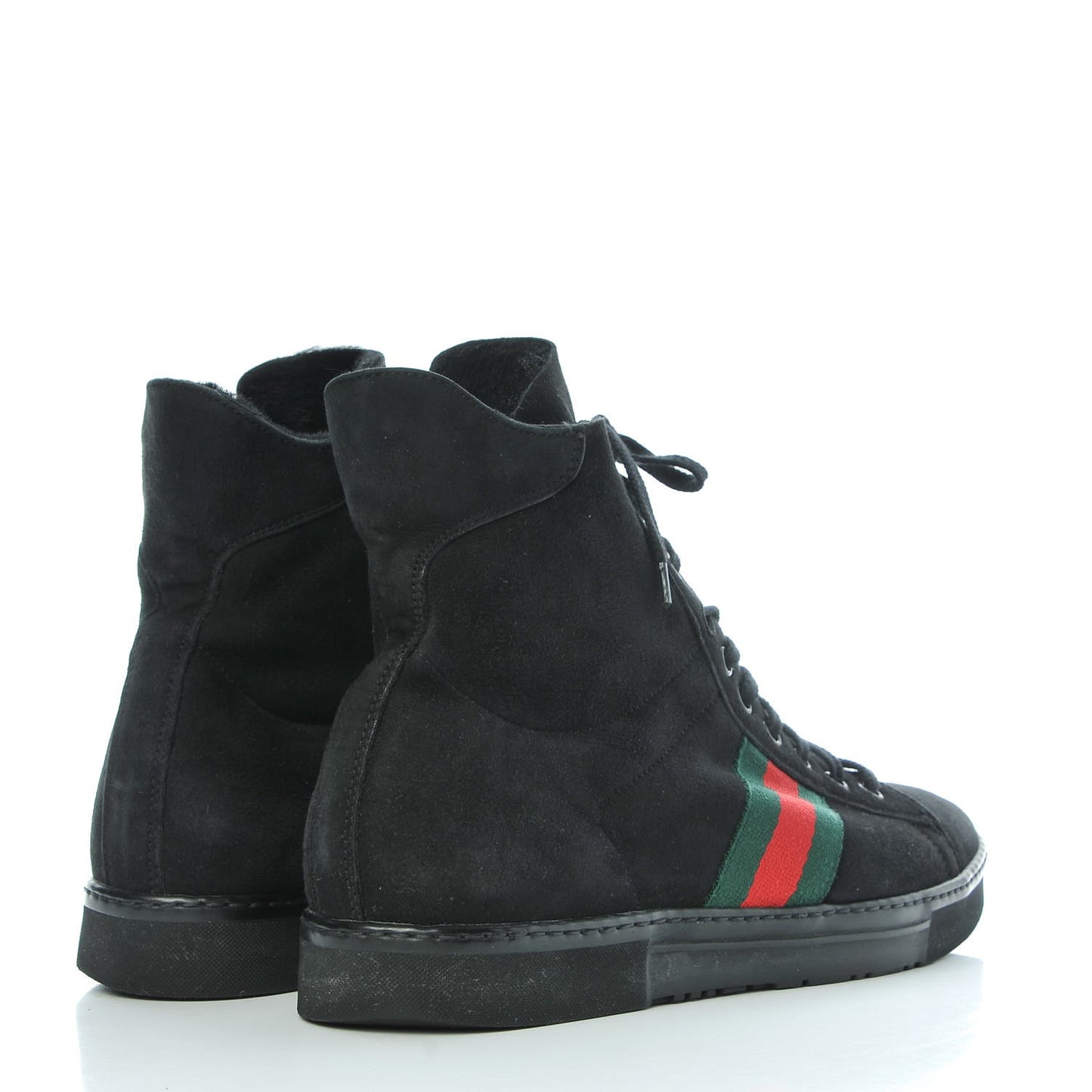 Suede Fur Web High Top Sneakers 41 Black