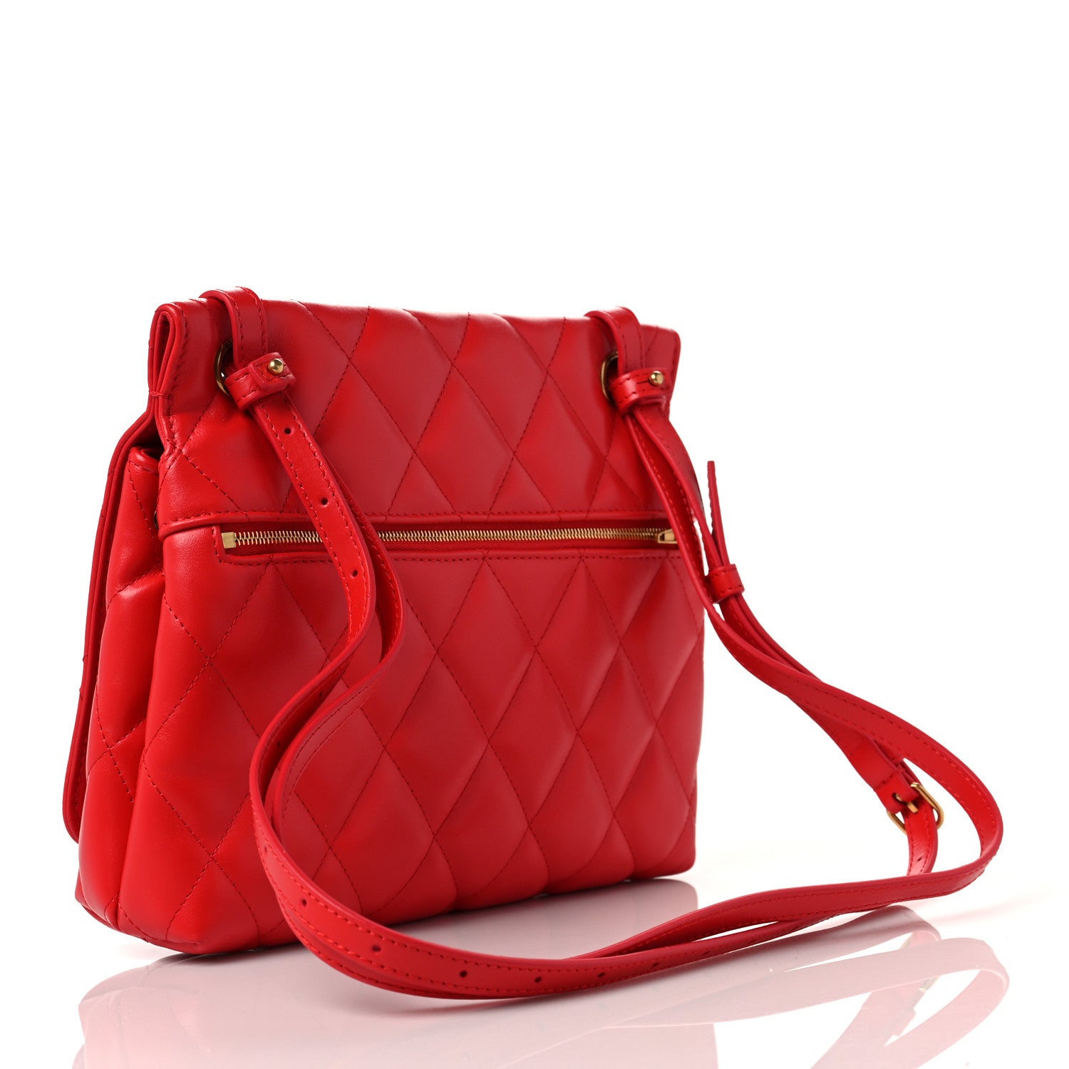 Balenciaga Nappa Calfskin Quilted Medium Touch B Shoulder Bag Bright Red 3 of 9