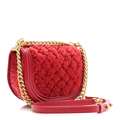 Chanel Calfskin Shearling Quilted Small Boy Messenger Bag Red 3 of 11