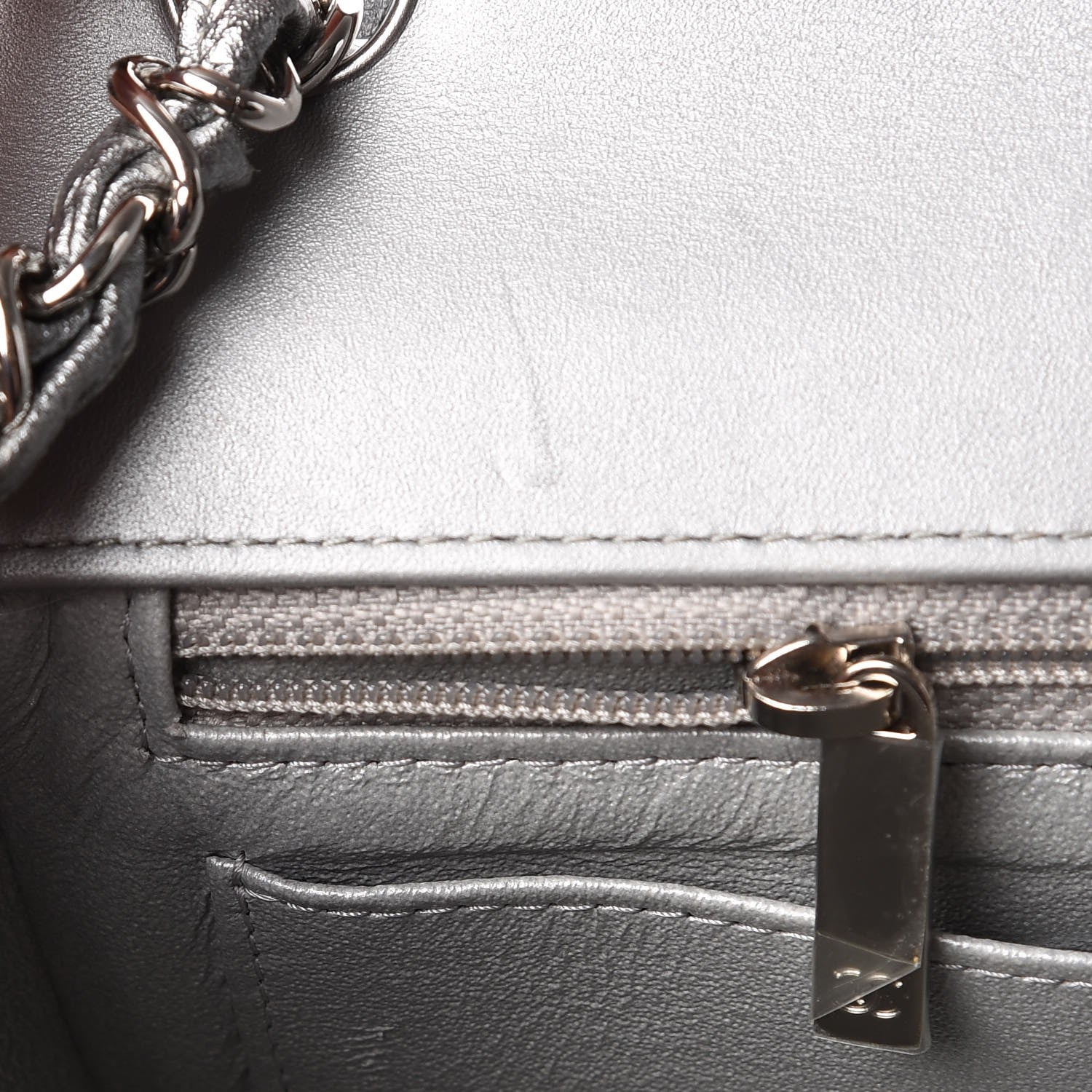 Chanel Patent Metallic Crumpled Calfskin Chevron Quilted Mini Rectangular Flap Silver 7 of 11
