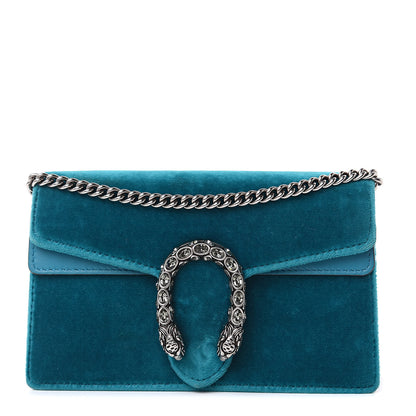 Gucci Velvet Super Mini Dionysus Shoulder Bag Pavone Cyan 1 of 11