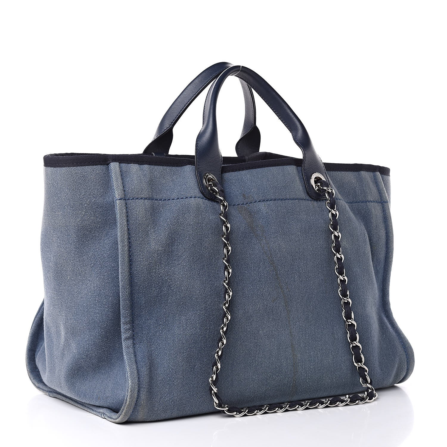 Chanel Denim Large Deauville Tote Blue 3 of 16