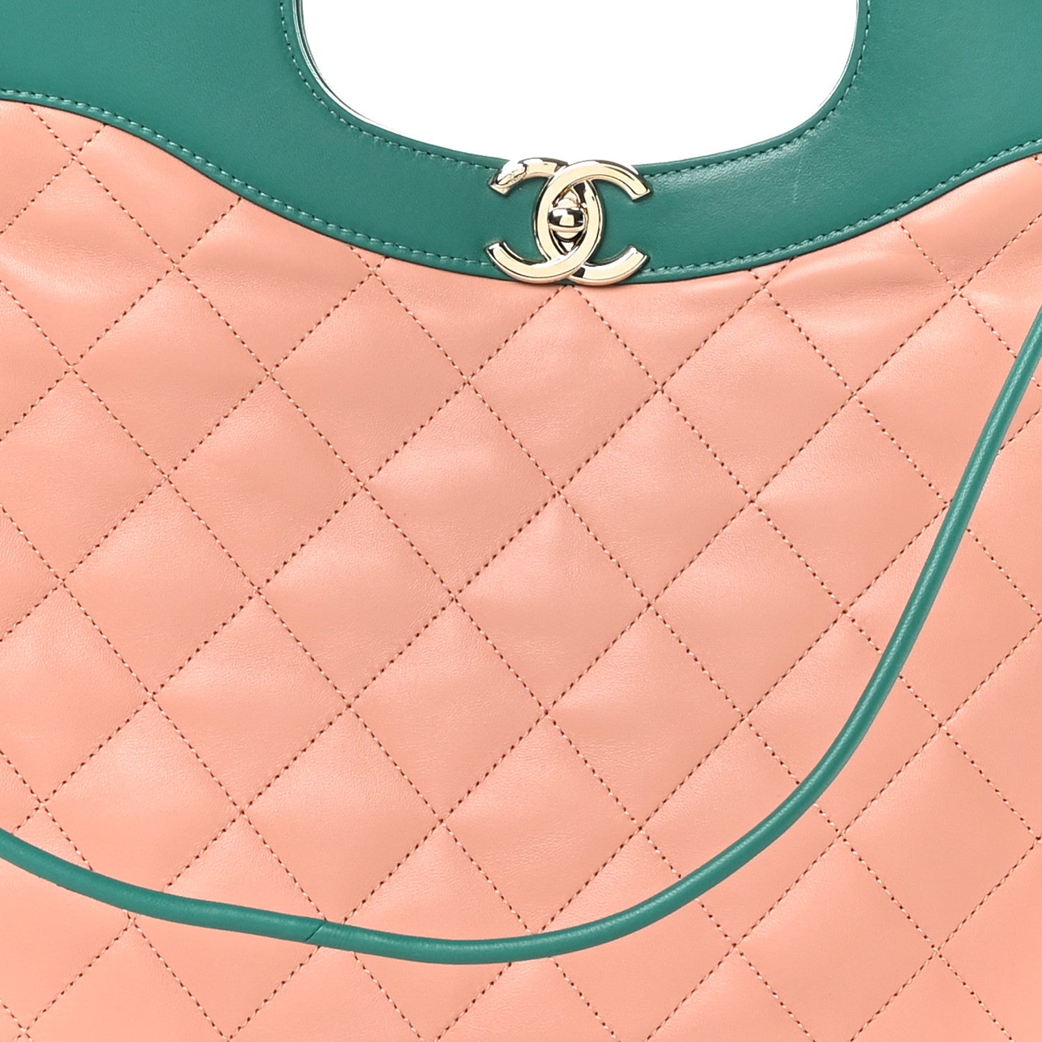 Chanel Lambskin Quilted Large 31 Shopping Bag Pink Green 8 of 11