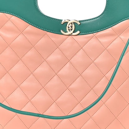 Chanel Lambskin Quilted Large 31 Shopping Bag Pink Green 8 of 11