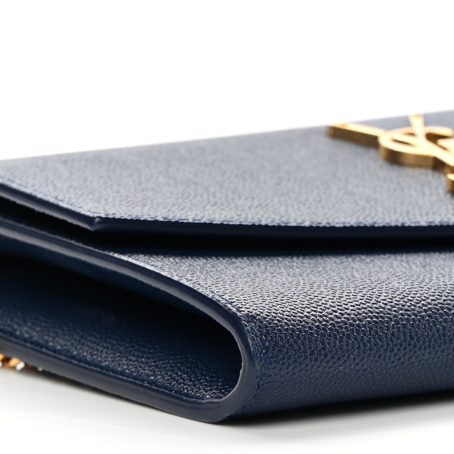 Saint Laurent Grain De Poudre Monogram Uptown Chain Wallet Blue Charron 11 of 13