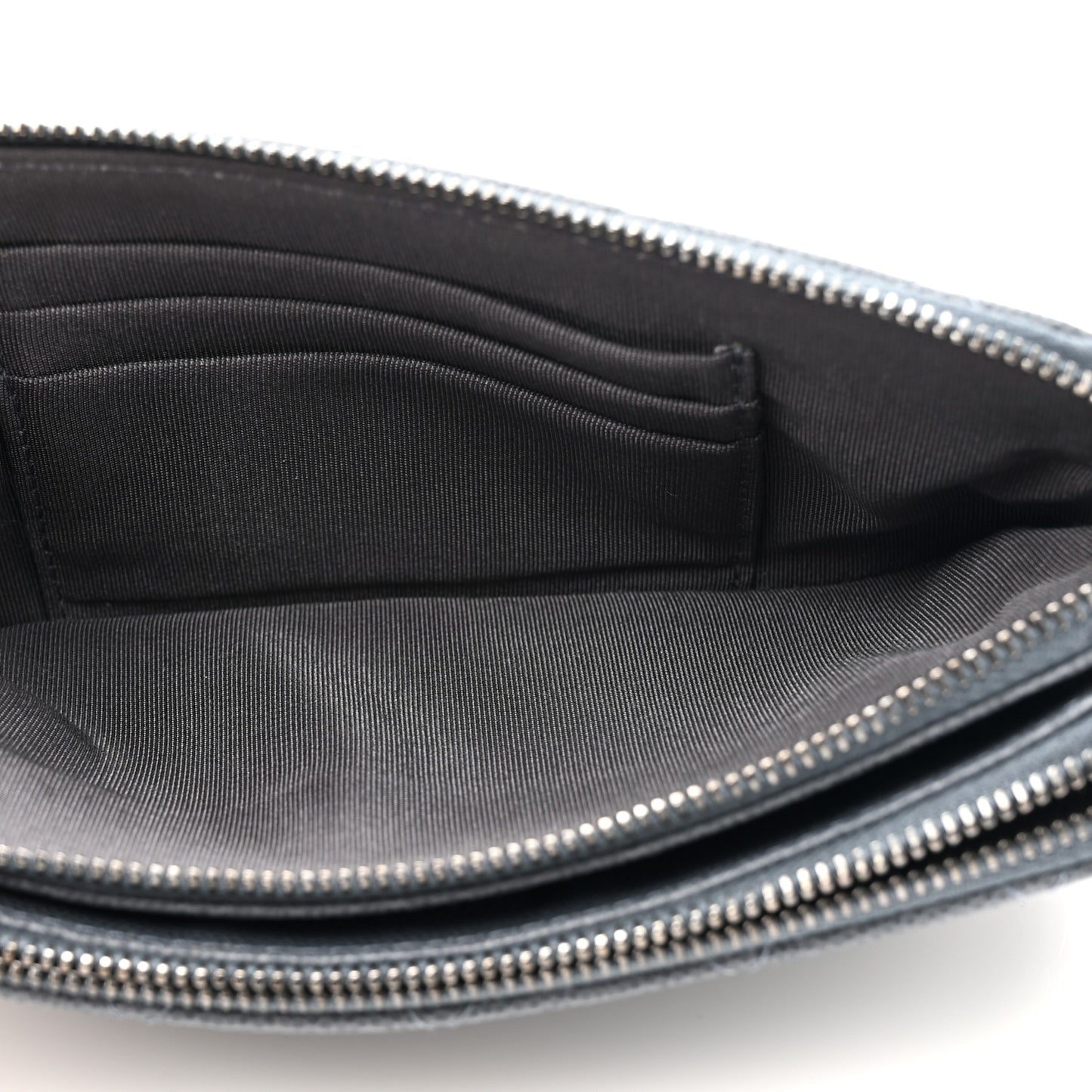 Caviar Quilted Small Clutch With Chain Grey