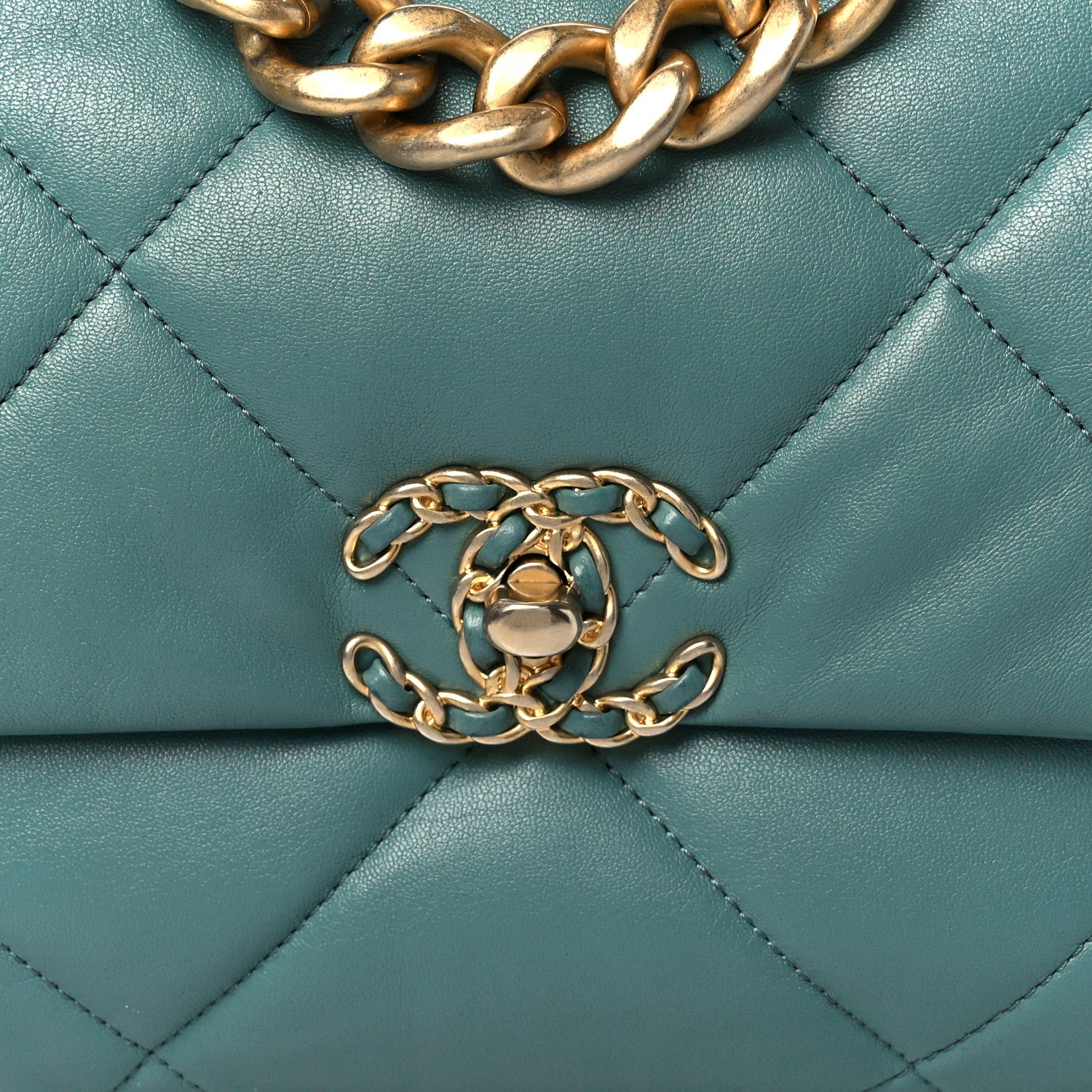 Chanel Lambskin Quilted Large Chanel 19 Flap Light Green 8 of 10