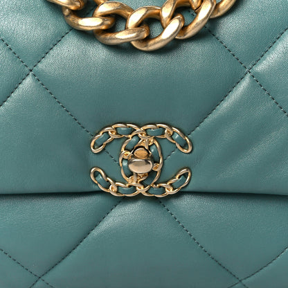 Chanel Lambskin Quilted Large Chanel 19 Flap Light Green 8 of 10