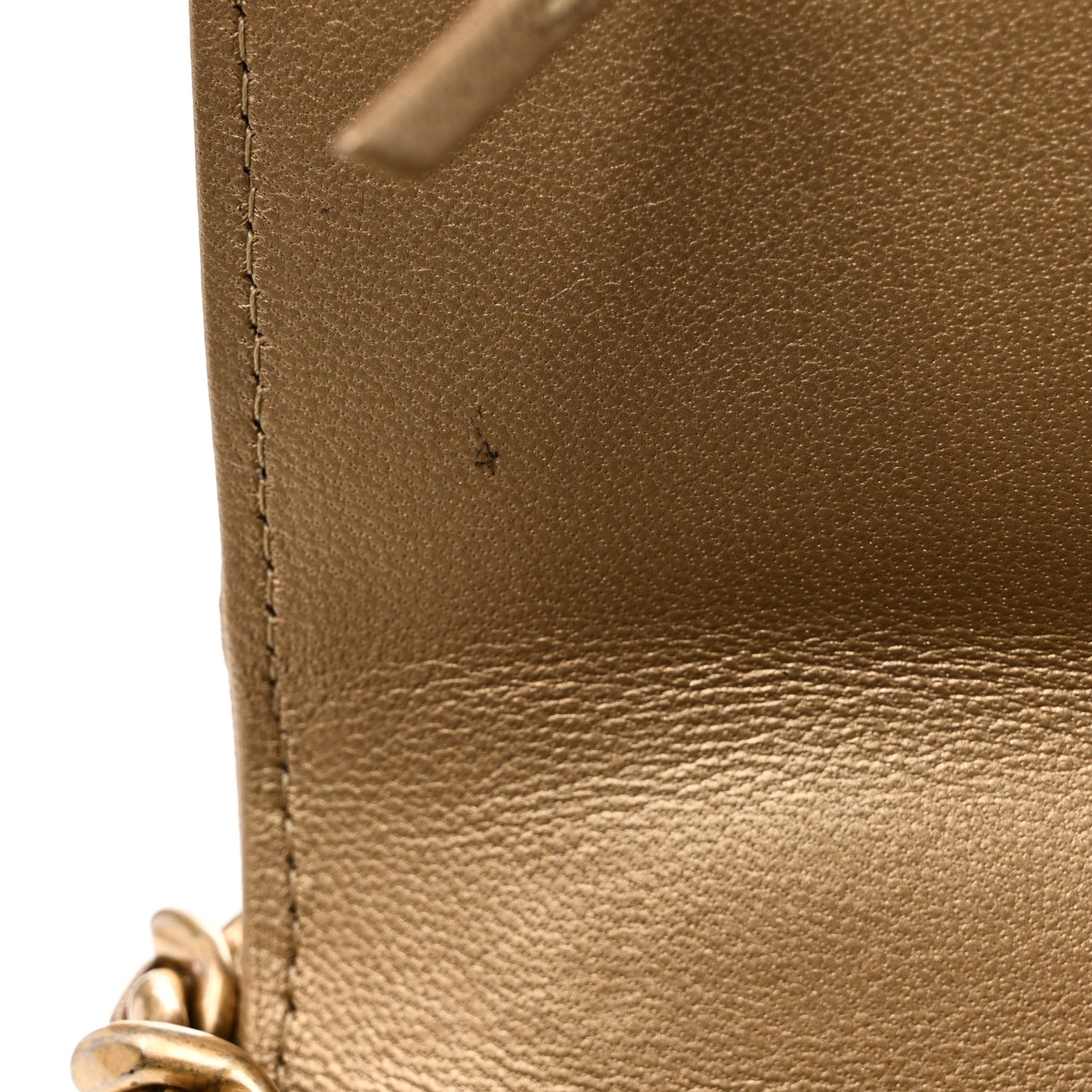 Metallic Goatskin Quilted Chanel 19 Wallet On Chain WOC Gold
