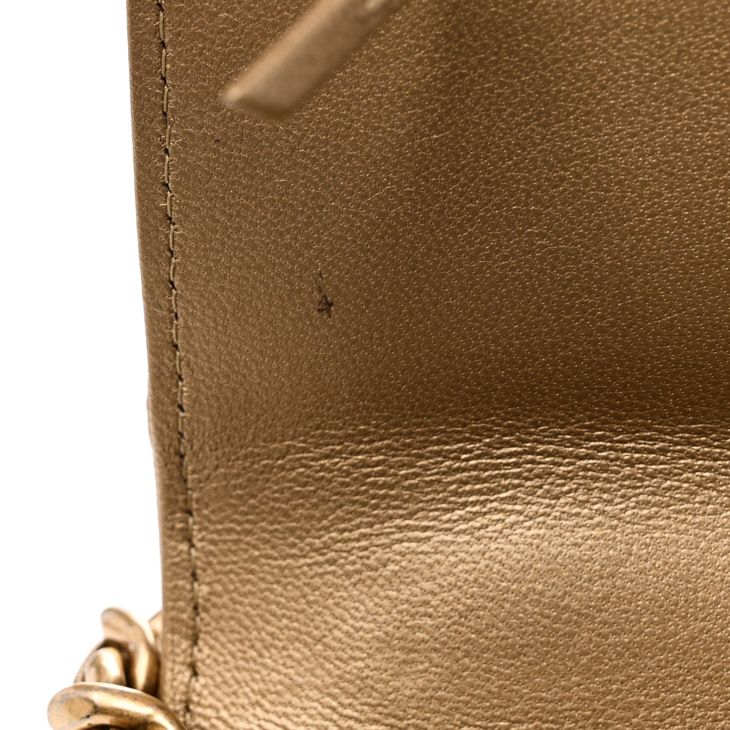 Chanel Metallic Goatskin Quilted Chanel 19 Wallet On Chain WOC Gold 12 of 14