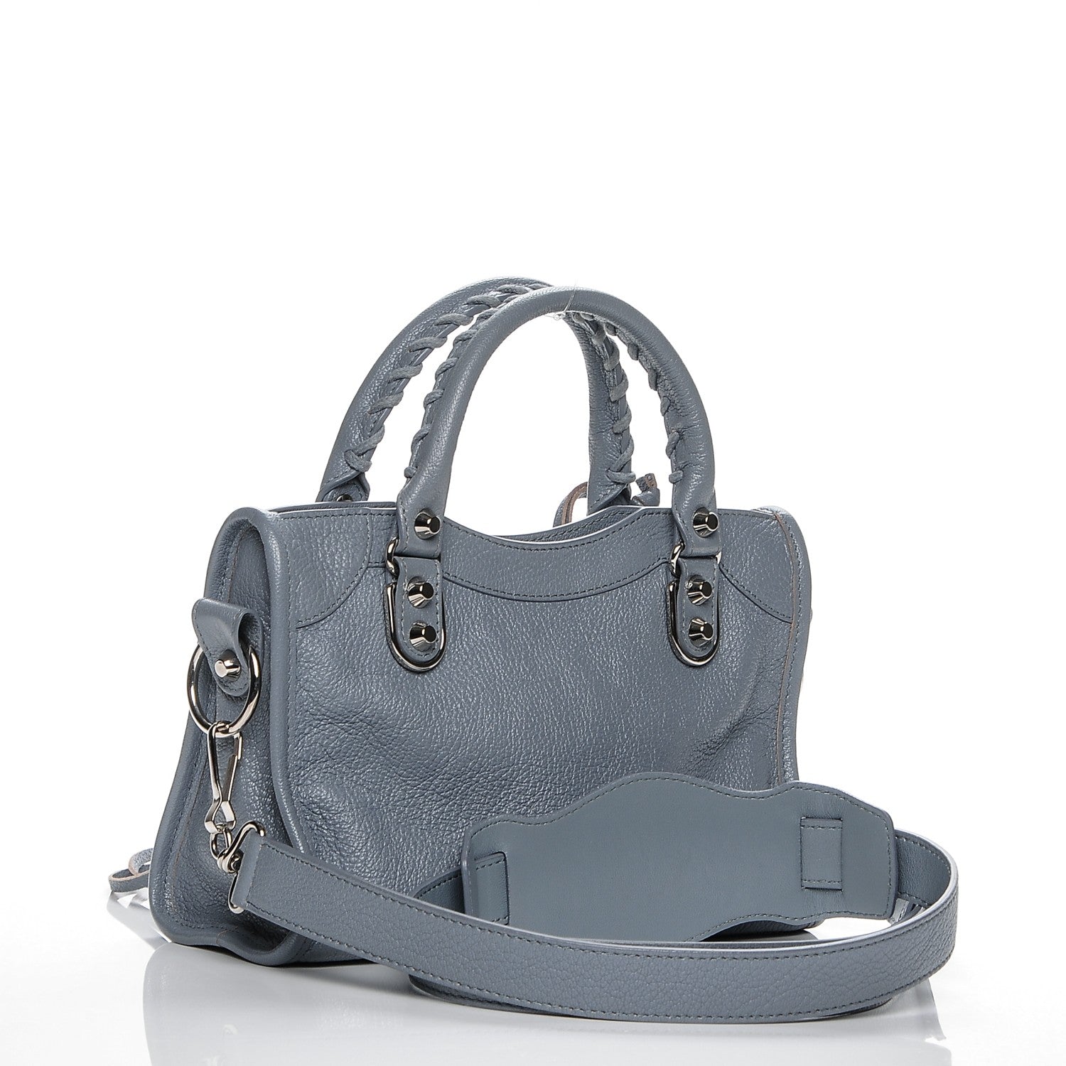 Balenciaga Chevre Silver Metallic Edge Hardware Mini City Bleu Acier 3 of 7