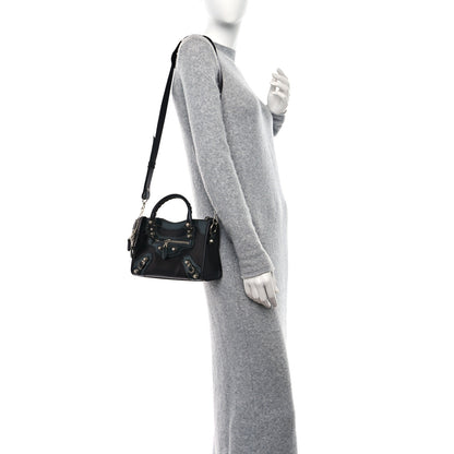 Balenciaga Smooth Calfskin Metallic Patent Giant 12 Silver Hardware Mini City Black Gris 2 of 9