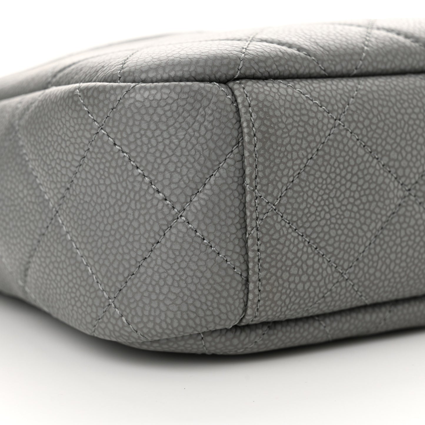 Iridescent Caviar Flat Quilted Small Coco Tassel Camera Case Grey